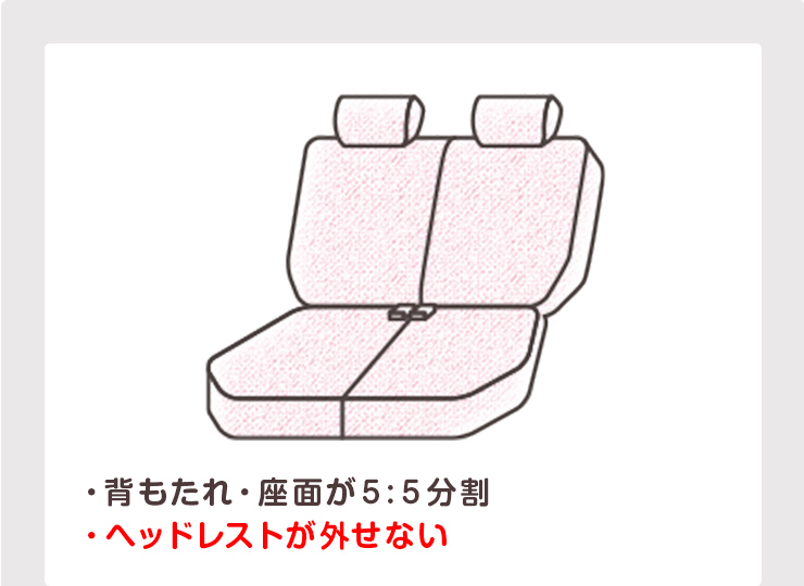 ・背もたれ・座面が５:５分割・ヘッドレストが外せない